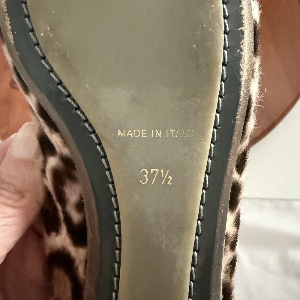 Baldan Venezia Leopard Print Pony Flat Ankle Closure Women's Size EU37.5/US‎ 7
